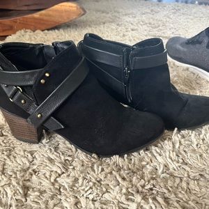 Black wedge booties by Fergalicious.